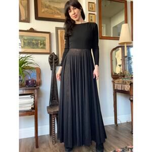 Designer Pamela Dennis New York black dress gown wool nylon size 4 Y2K 90s